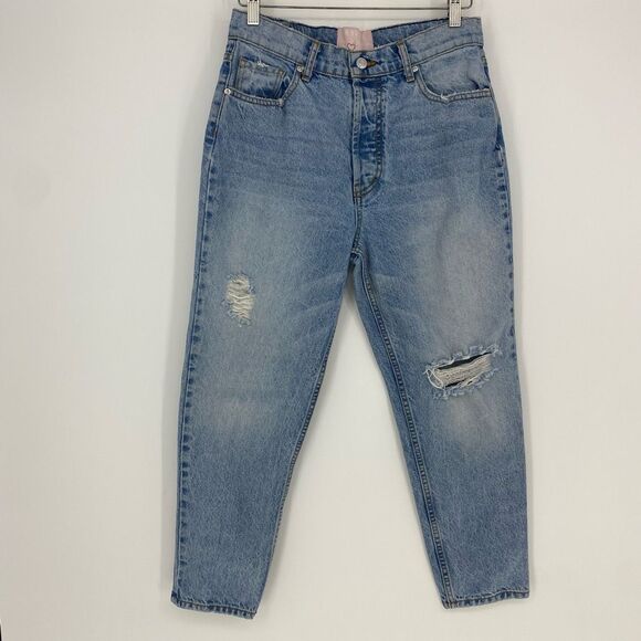 Revice 90’s High Waisted Distressed Button Fly Mom Jeans Light Wash Sz 29 - Picture 2 of 11